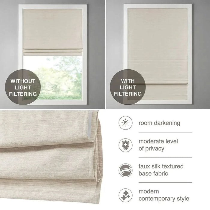 Printed Faux Silk Room Darkening Cordless Roman Shade - DTY Store