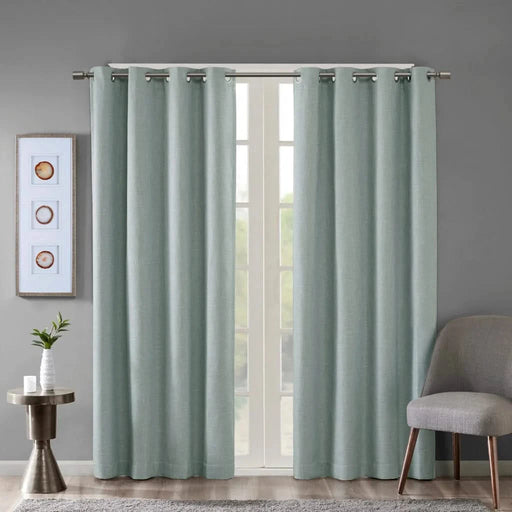 Printed Heathered Blackout Grommet Top Curtain Panel(Only 1 Pc Panel) Default -DTYStore