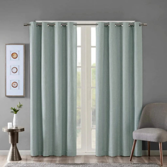 Printed Heathered Blackout Grommet Top Curtain Panel(Only 1 Pc Panel) Default -DTYStore