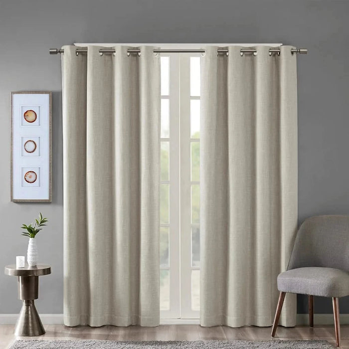 Printed Heathered Blackout Grommet Top Curtain Panel(Only 1 Pc Panel) Default -DTYStore