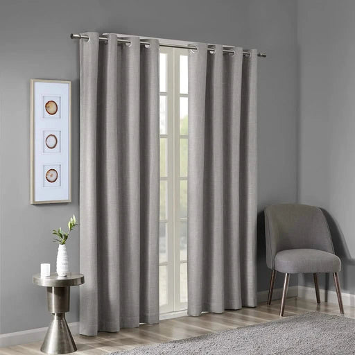 Printed Heathered Blackout Grommet Top Curtain Panel(Only 1 Pc Panel) Default -DTYStore