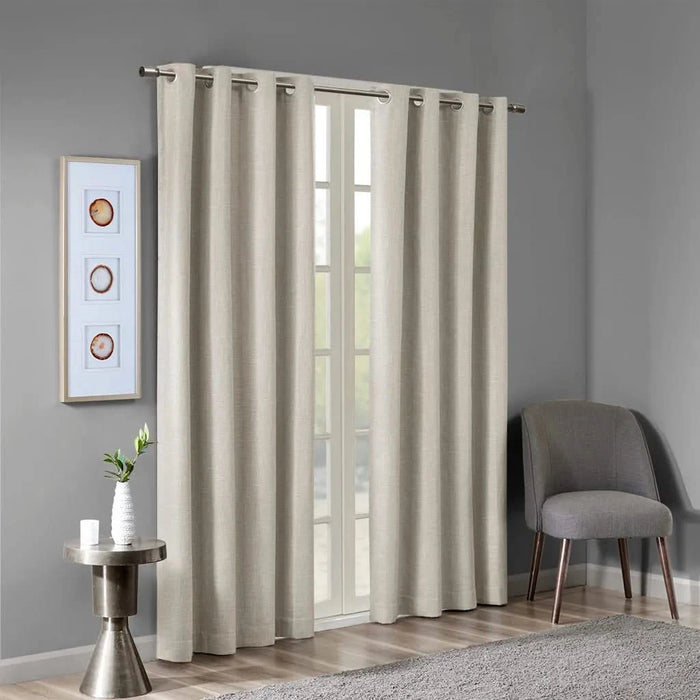 Printed Heathered Blackout Grommet Top Curtain Panel(Only 1 Pc Panel) Default -DTYStore