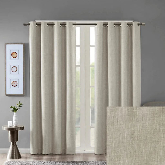 Printed Heathered Blackout Grommet Top Curtain Panel(Only 1 Pc Panel) Default -DTYStore