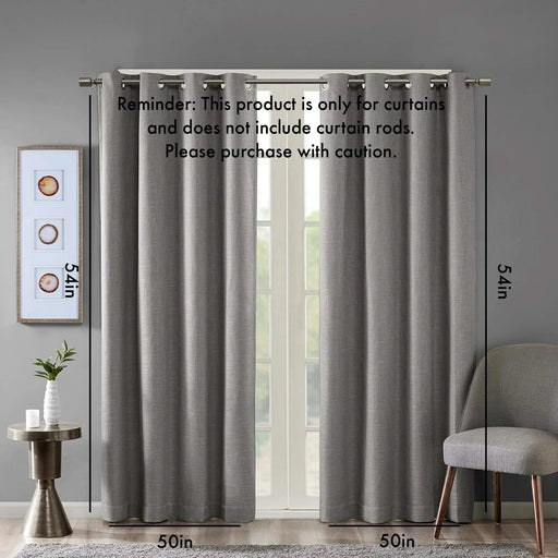 Printed Heathered Blackout Grommet Top Curtain Panel(Only 1 Pc Panel) Default -DTYStore