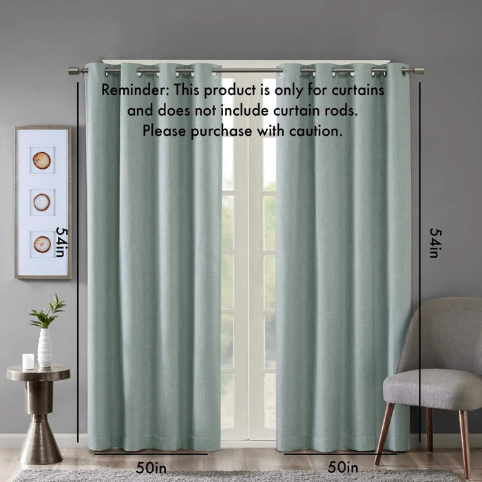 Printed Heathered Blackout Grommet Top Curtain Panel(Only 1 Pc Panel) Default -DTYStore