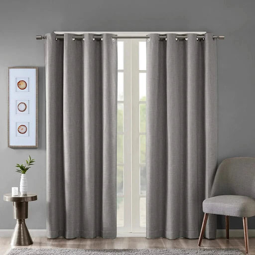 Printed Heathered Blackout Grommet Top Curtain Panel(Only 1 Pc Panel) Default -DTYStore