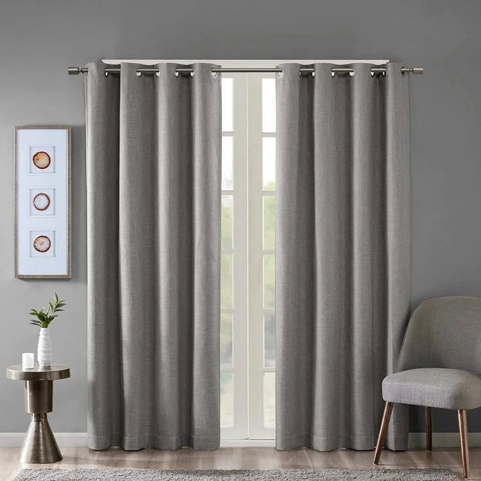 Printed Heathered Blackout Grommet Top Curtain Panel(Only 1 Pc Panel) Default -DTYStore