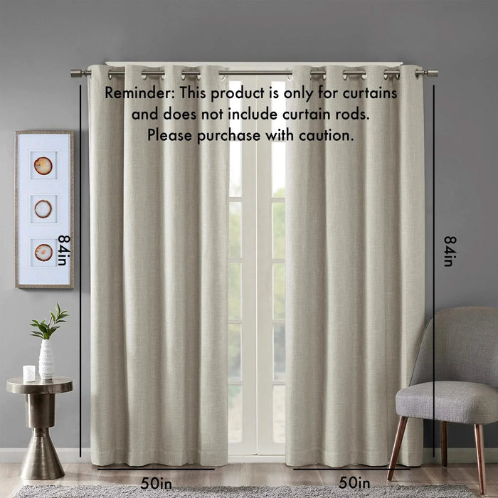 Printed Heathered Blackout Grommet Top Curtain Panel(Only 1 Pc Panel) Default -DTYStore