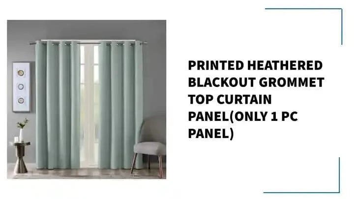 Printed Heathered Blackout Grommet Top Curtain Panel(Only 1 Pc Panel) Default -DTYStore