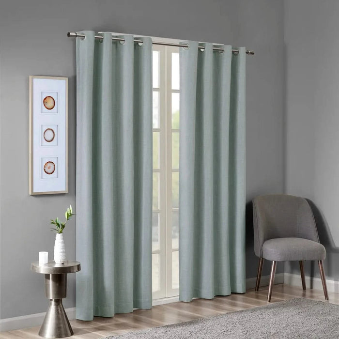 Printed Heathered Blackout Grommet Top Curtain Panel(Only 1 Pc Panel) Default -DTYStore