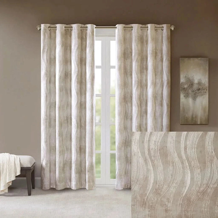 Printed Jacquard Grommet Top Total Blackout Curtain Panel(Only 1 Pc Panel)- DTY Store