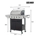 Propane Grill 4 Burner Barbecue Grill Stainless Steel Gas Grill with Side Burner, 46,500 BTU Outdoor Cooking, Patio, Garden Barbecue Grill, Black and Silver Default -DTYStore