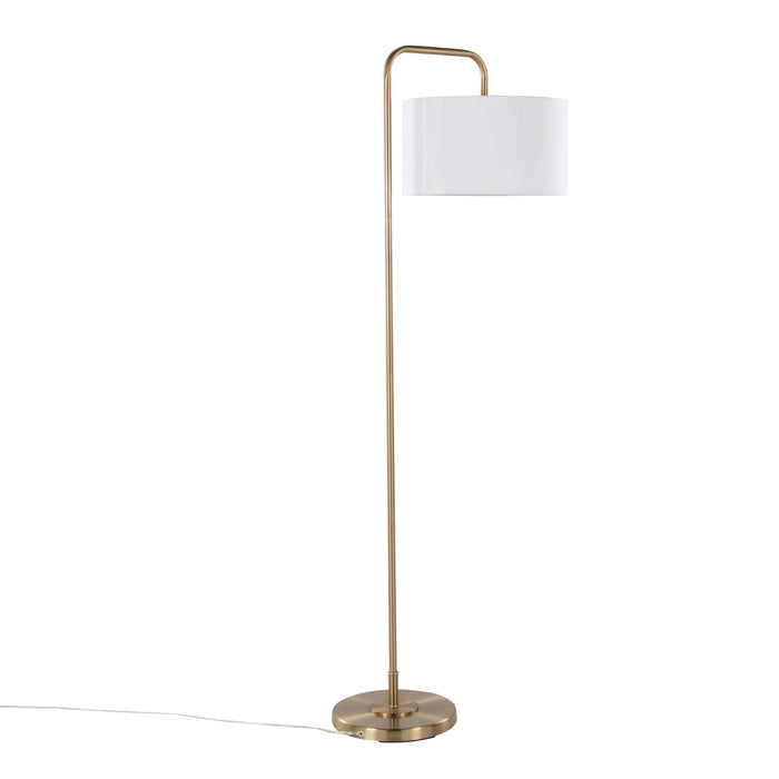 Puck 63.75' Contemporary Metal Floor Lamp in Gold Metal with White Linen Shade from Grandview Gallery by LumiSource Default -DTYStore