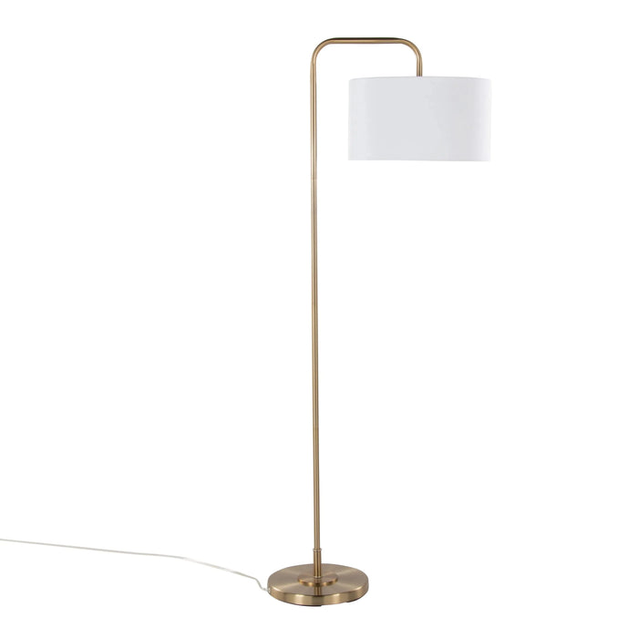 Puck 63.75' Contemporary Metal Floor Lamp in Gold Metal with White Linen Shade from Grandview Gallery by LumiSource Default -DTYStore