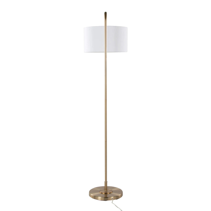 Puck 63.75' Contemporary Metal Floor Lamp in Gold Metal with White Linen Shade from Grandview Gallery by LumiSource Default -DTYStore