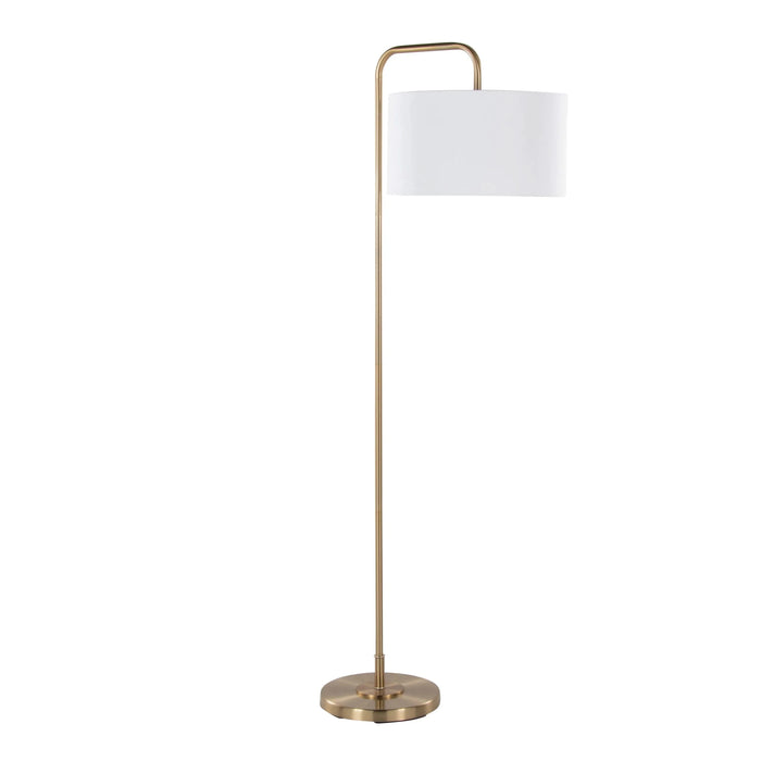 Puck 63.75' Contemporary Metal Floor Lamp in Gold Metal with White Linen Shade from Grandview Gallery by LumiSource Default -DTYStore