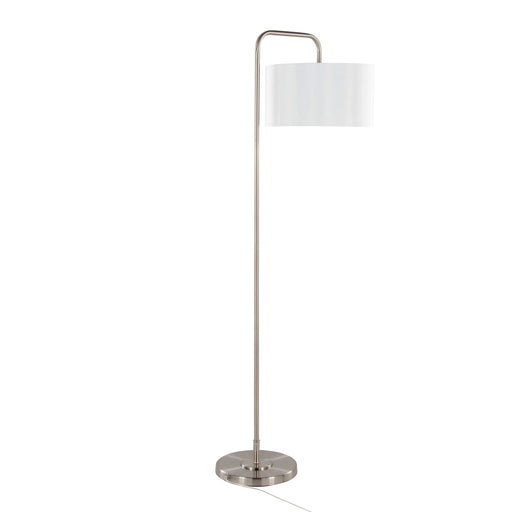 Puck 63' Contemporary Metal Floor Lamp in Brushed Nickel with White Linen Shade from Grandview Gallery by LumiSource Default -DTYStore