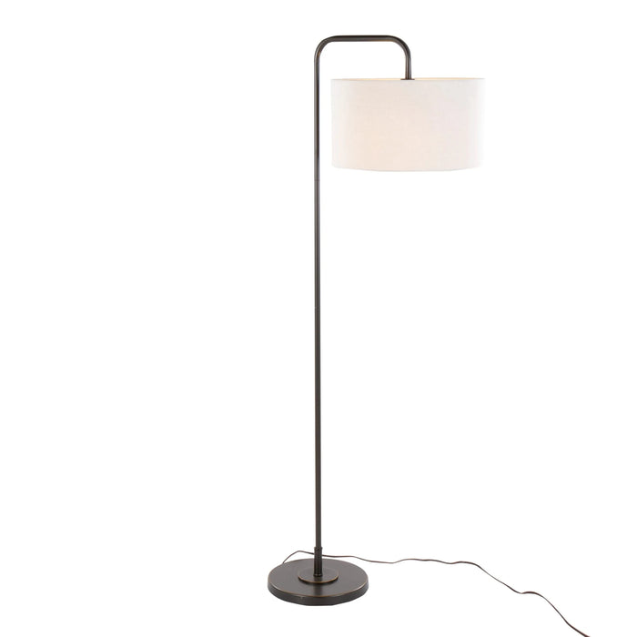 Puck 63' Contemporary Metal Floor Lamp in Oil Rubbed Bronze with Beige Linen Shade from Grandview Gallery by LumiSource Default -DTYStore