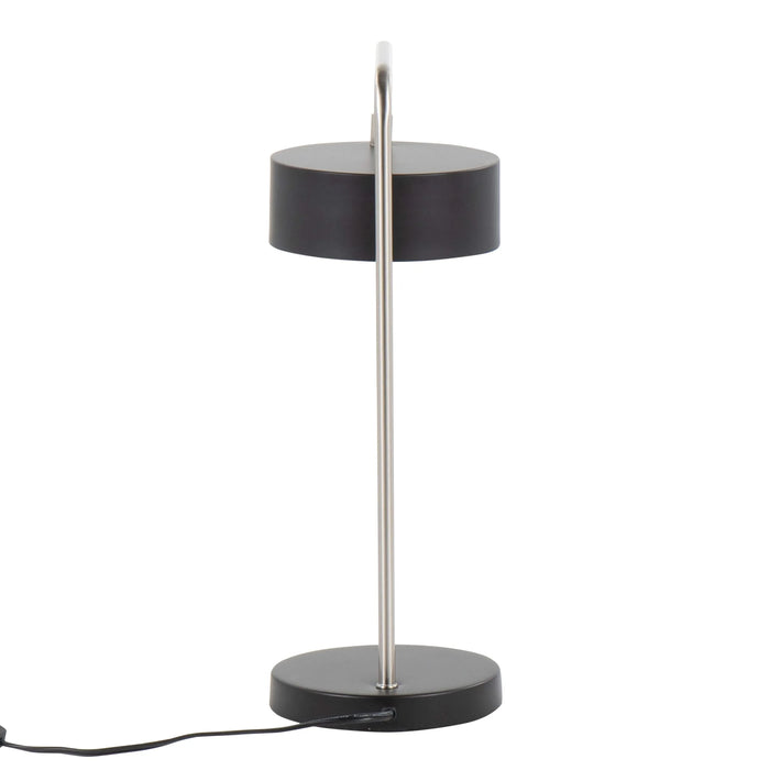 Puck Contemporary Table Lamp in Nickel and Black Metal by LumiSource Default -DTYStore