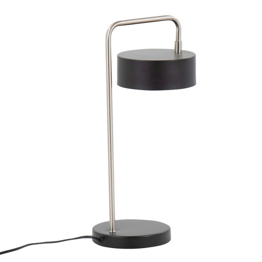 Puck Contemporary Table Lamp in Nickel and Black Metal by LumiSource Default -DTYStore