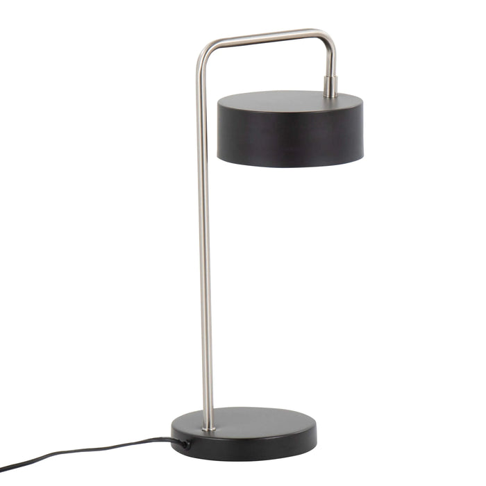 Puck Contemporary Table Lamp in Nickel and Black Metal by LumiSource Default -DTYStore