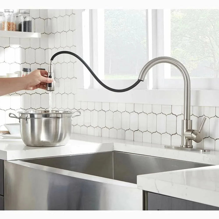 Pull Down Kitchen Faucet with Sprayer Stainless Steel Brushed Nickel- DTY Store