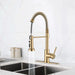 Pull Down Sprayer Spring Kitchen Sink Faucet Brushed Gold - DTY Store
