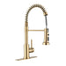 Pull Down Sprayer Spring Kitchen Sink Faucet Brushed Gold - DTY Store