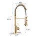 Pull Down Sprayer Spring Kitchen Sink Faucet Brushed Gold - DTY Store