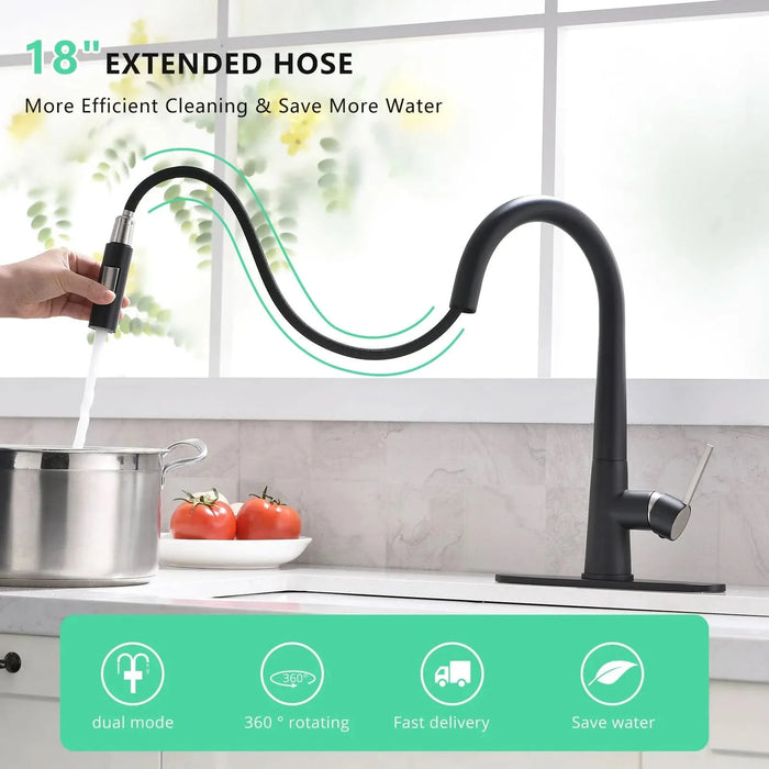 Pull Out Kitchen Faucet Black Kitchen Faucet Single Handle Kitchen faucet - DTY Store