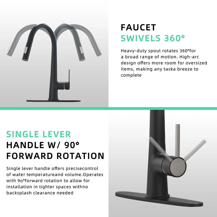 Pull Out Kitchen Faucet Black Kitchen Faucet Single Handle Kitchen faucet- DTY Store