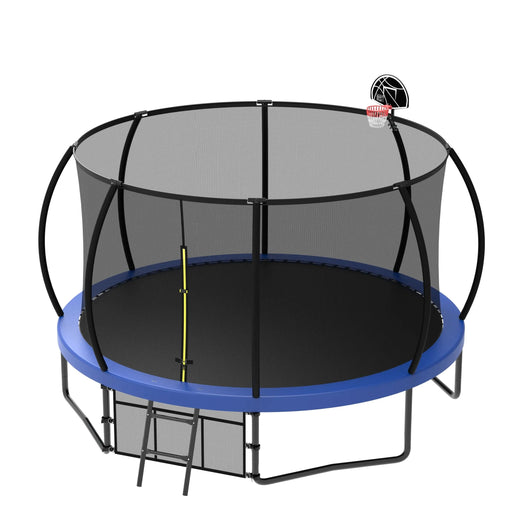 Pumpkin Style 12FT Kids Trampoline with Safety Enclosure Net & Ladder, Blue Steel - DTY Store