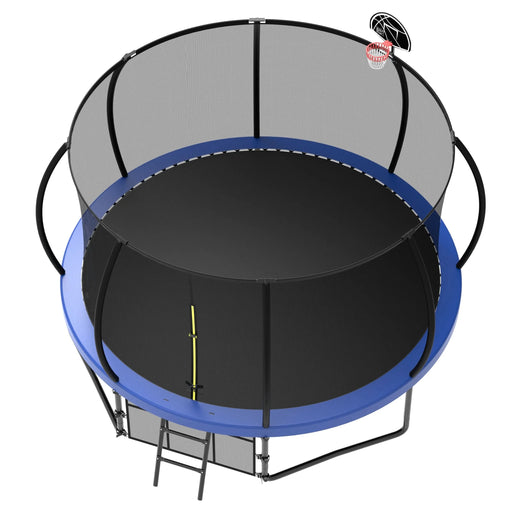 Pumpkin Style 12FT Kids Trampoline with Safety Enclosure Net & Ladder, Blue Steel - DTY Store