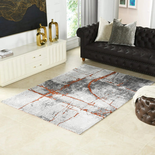 Quarry 5x6.5' Abstract Area Rug, Gray & Orange Polypropylene Default -DTYStore