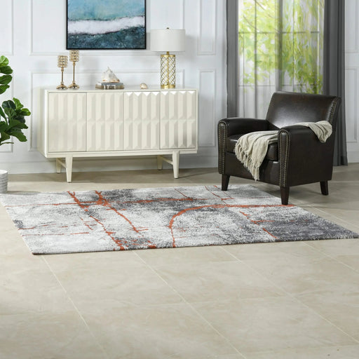 Quarry 5x6.5' Abstract Area Rug, Gray & Orange Polypropylene Default -DTYStore