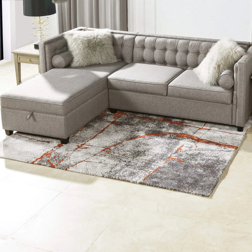 Quarry 5x6.5' Abstract Area Rug, Gray & Orange Polypropylene Default -DTYStore