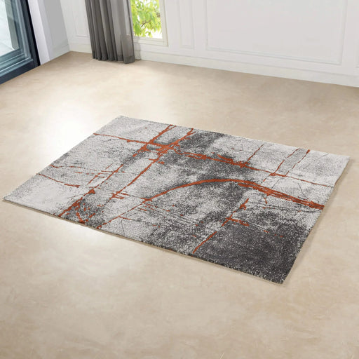 Quarry 5x6.5' Abstract Area Rug, Gray & Orange Polypropylene Default -DTYStore
