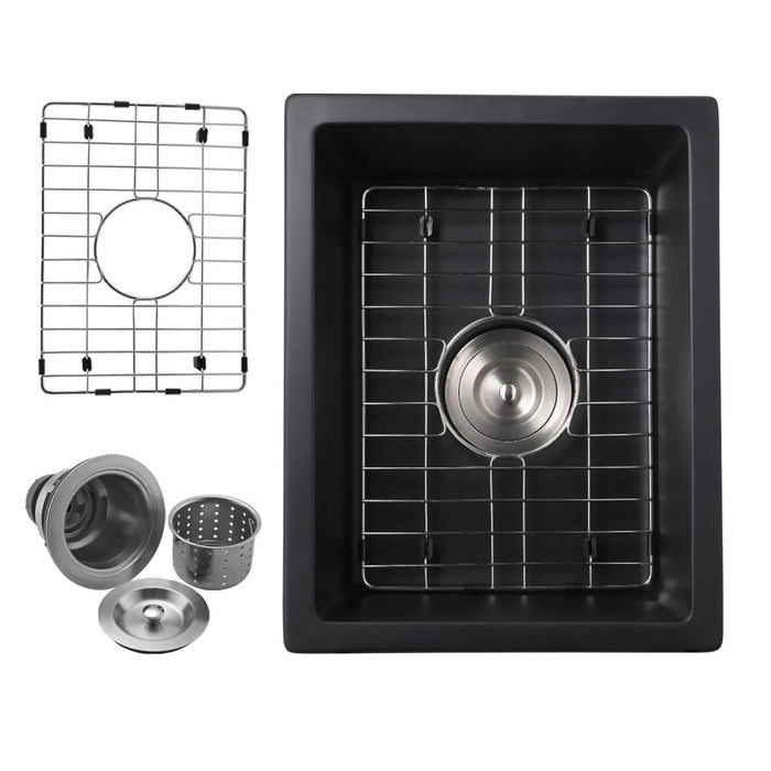 Quartz 13.77' L X 17.71' W Undermount Bar Sink With Basket Strainer - DTY Store