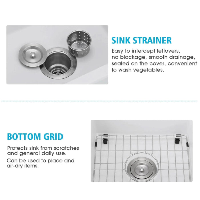 Quartz 18' L X 16' W Undermount Bar Sink With Grid And Strainer- DTY Store