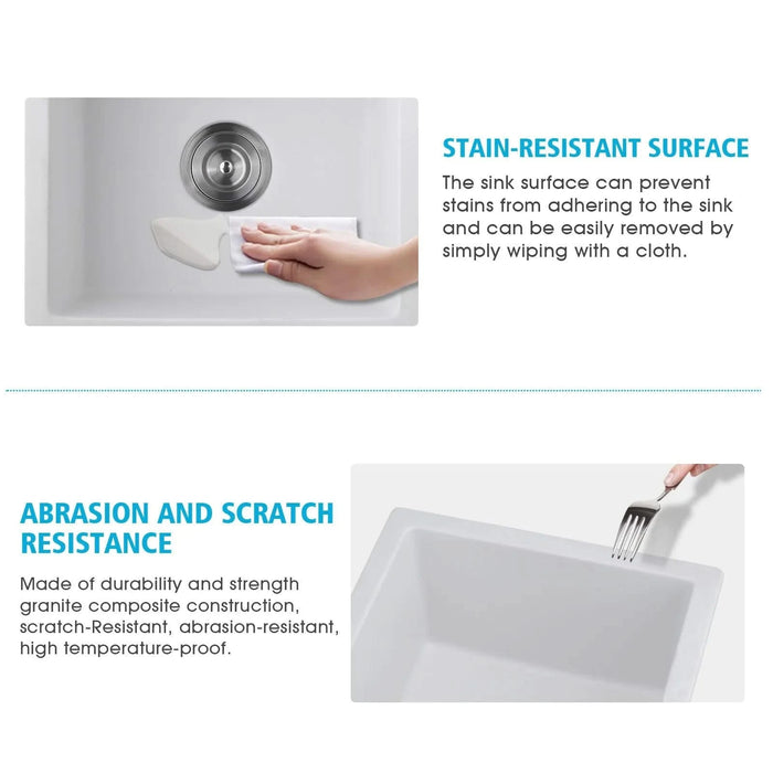 Quartz 18' L X 16' W Undermount Bar Sink With Grid And Strainer Default -DTYStore