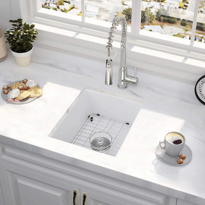 Quartz 18' L X 16' W Undermount Bar Sink With Grid And Strainer Default -DTYStore