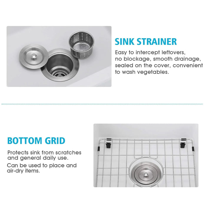 Quartz 18' L X 16' W Undermount Bar Sink With Grid And Strainer Default -DTYStore