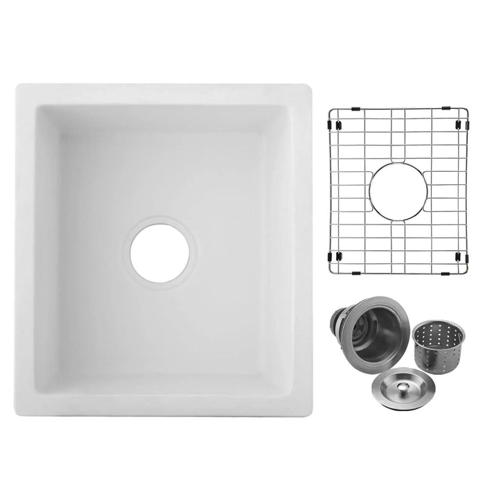 Quartz 18' L X 16' W Undermount Bar Sink With Grid And Strainer- DTY Store