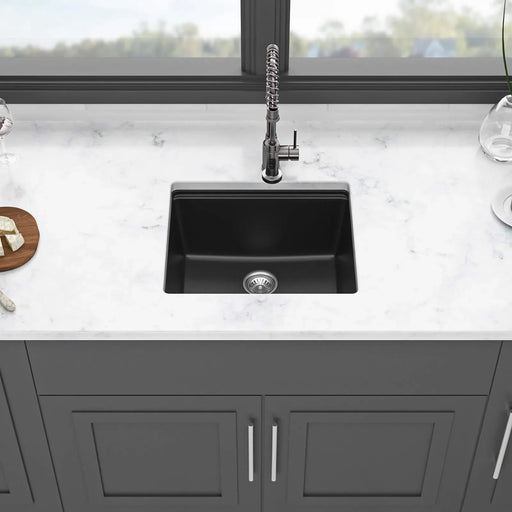 Quartz Composite Kitchen Sink with Workstation - Black Granite, Undermount, 21x18 Inches Default -DTYStore
