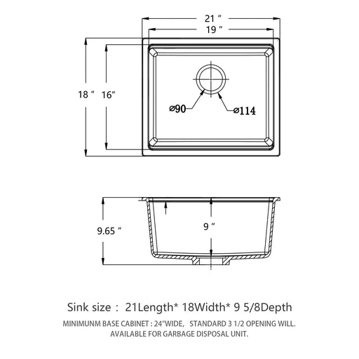 Quartz Granite Composite Workstation Undermount Kitchen Sink 21x18' White Default -DTYStore