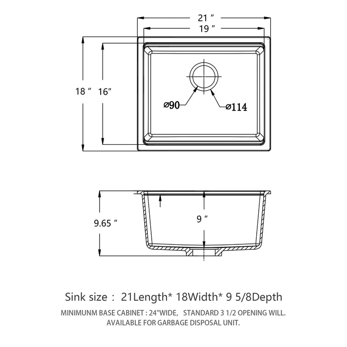 Quartz Granite Composite Workstation Undermount Kitchen Sink 21x18' White Default -DTYStore