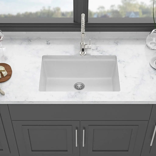Quartz Kitchen Sink - 28' x 19' White Granite Composite Workstation Undermount Kitchen Sink Default -DTYStore