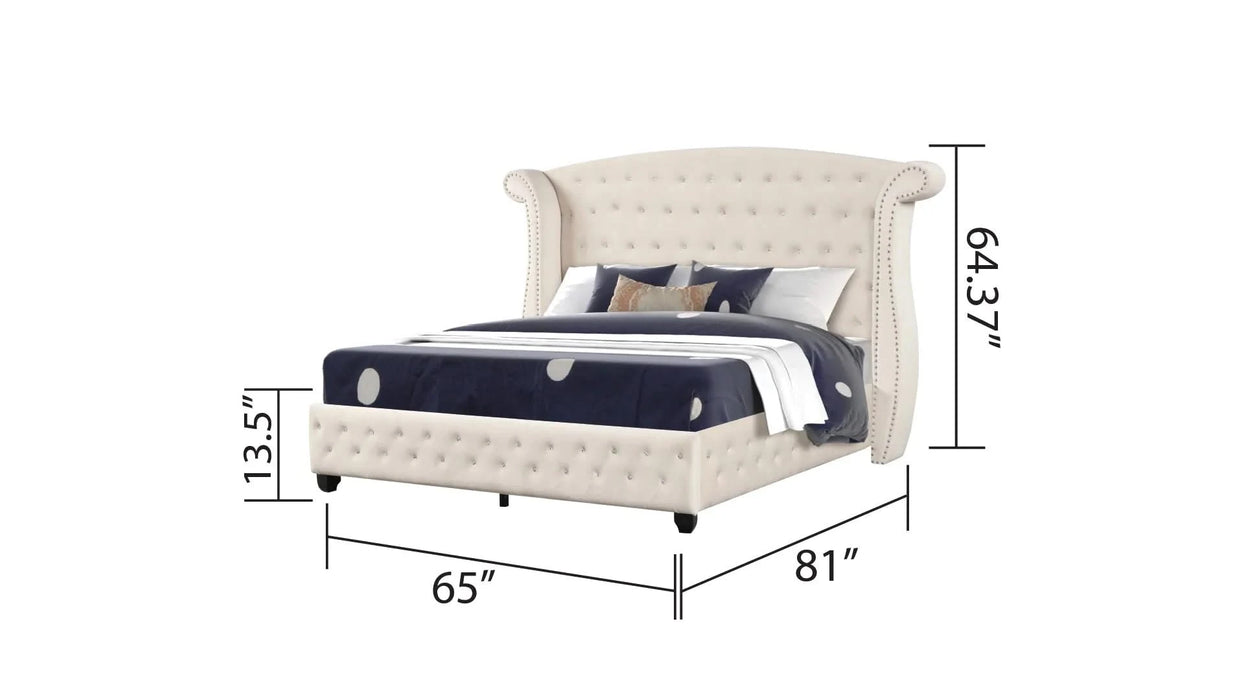 Queen 4 Pc Bedroom Set Made with Wood in Cream (NJ INVENTORY) Default -DTYStore