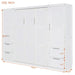 Queen Size Murphy Bed Wall Bed with Closet ,Drawers and Shelves,White Default -DTYStore