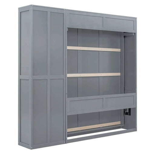 Queen Size Murphy Bed Wall Bed with Shelves,Gray Default -DTYStore